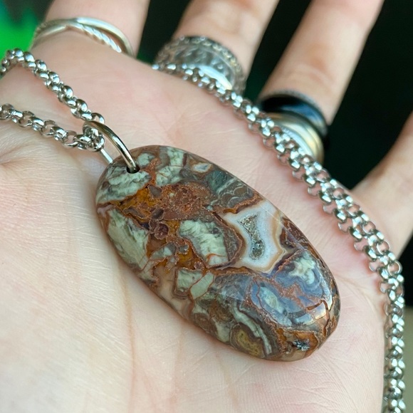 Double layer necklace lava rock red leopard jasper - Picture 7 of 11